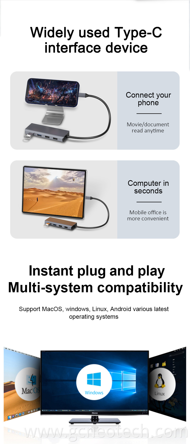 11-in-1 Type-C usb hub docking station